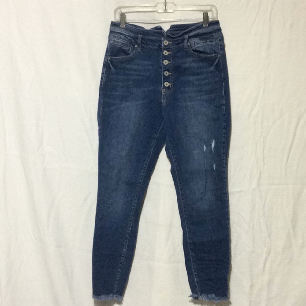 KanCan Womens Button Front Distressed Jeans Sz 13/30